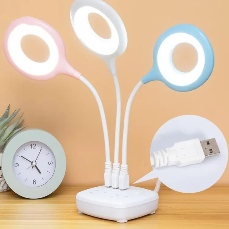 Desk Lamp for Bedroom, Reading Light with Alarm Clock and USB Charging
