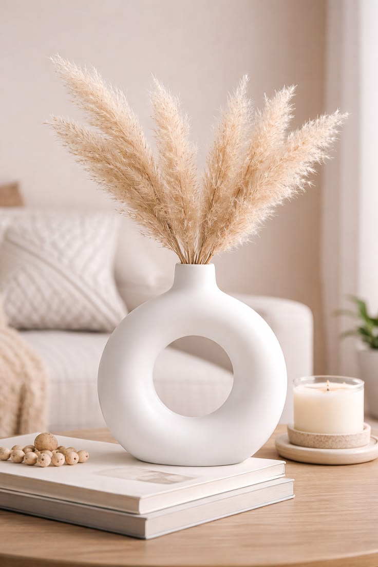 Donut Shape Ceramic Vase, Modern Luxury Home Decor, Perfect for Fresh or Artificial Flowers