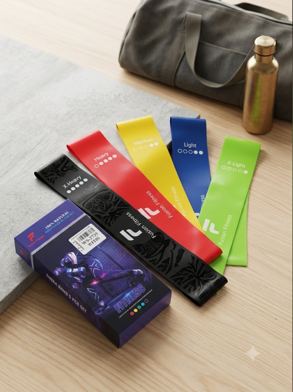 Resistance Loop Bands Set of 5 – Mini Exercise Bands for Men & Women | 5 Resistance Levels for Glute, Leg, Arm & Warm-Up Workouts | Home Gym, Yoga, Pilates & Stretching | Colour-Coded