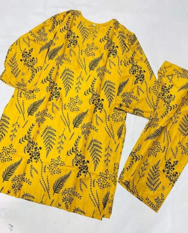 Trendy Stitched Petal Printed 2pc Dress for women and Girls