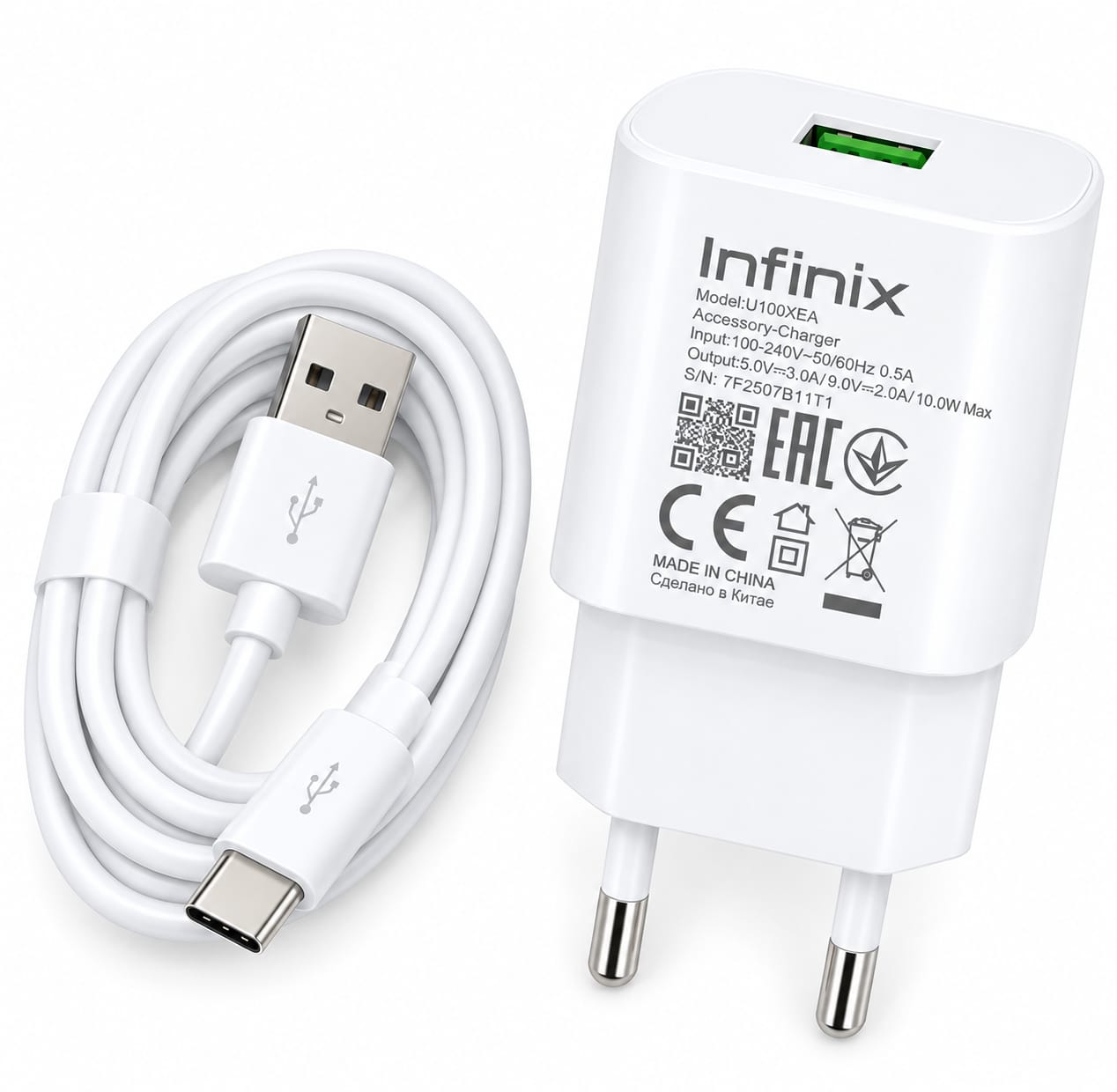 Infinix Original Charger with USB Micro Cable Fast Charging Adapter