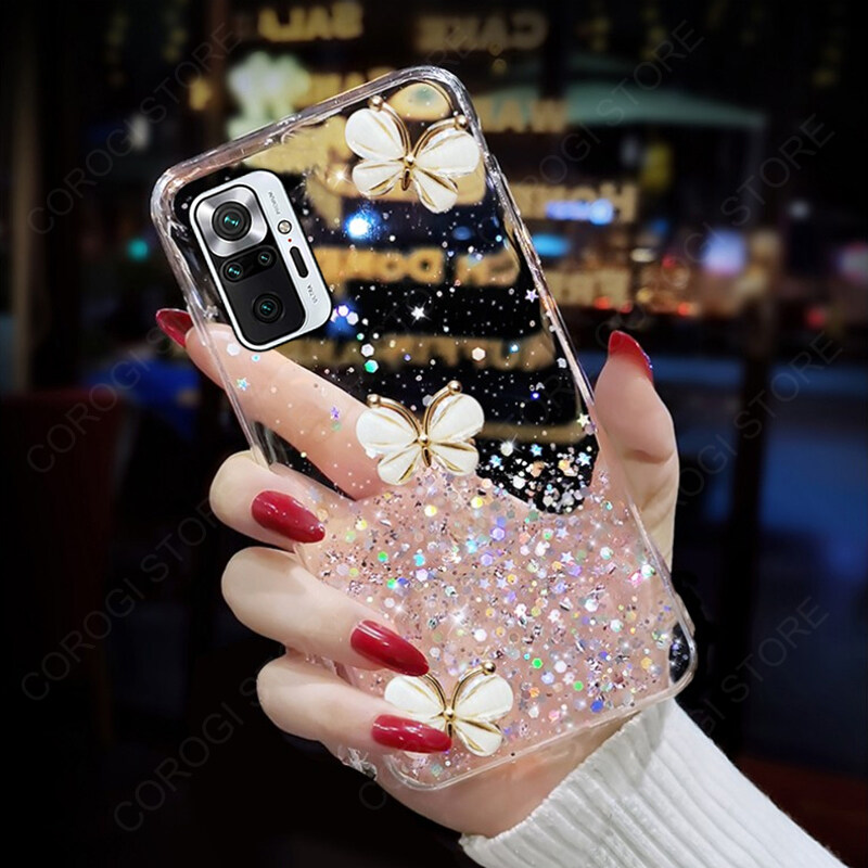 For Xiaomi Redmi Note 10 Pro Back Cover Luxury Bling 3D Diamond