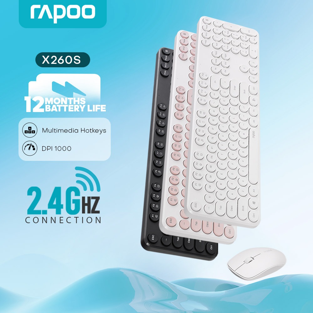 RAPOO X260S Wireless Keyboard and Mouse Combo Set Black Slim Design with Round Keys 12 64065a82d503b12acde0ef7cf602b400