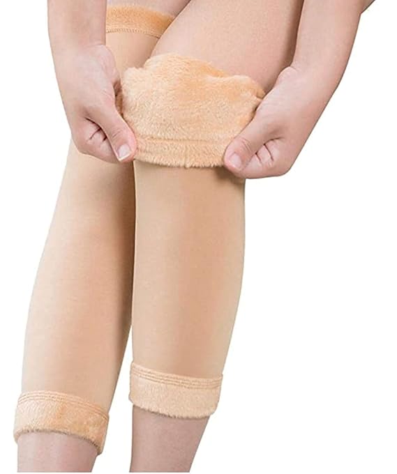 knee high socks woolen leg warmer for women and men (BLACK) (SKIN)