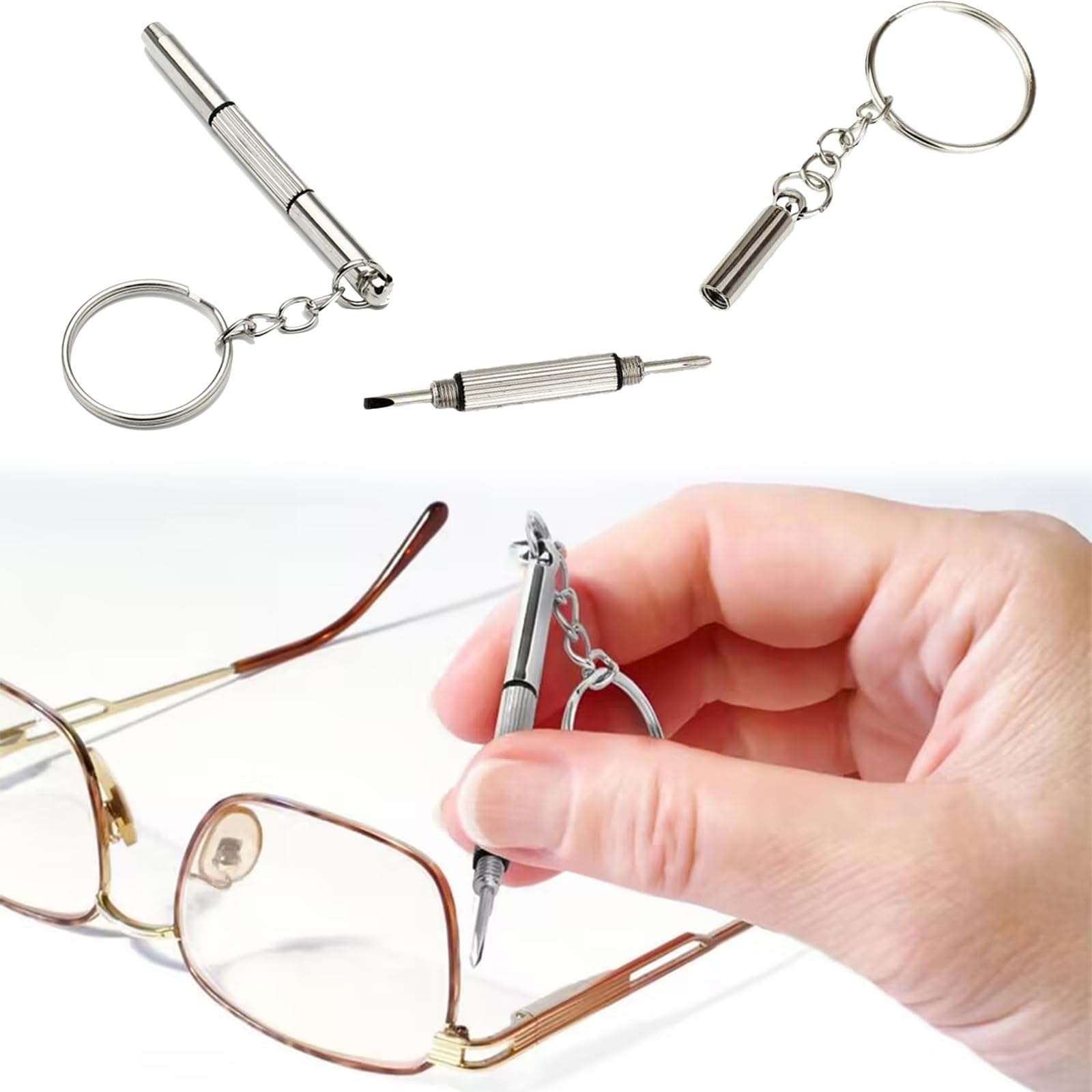 3 In 1 Eyeglass Screwdrivers Repair Kit with Keychain Watch Repair Glasses Screwdriver Recision Screw Driver Tools Accessories in 6 different colors