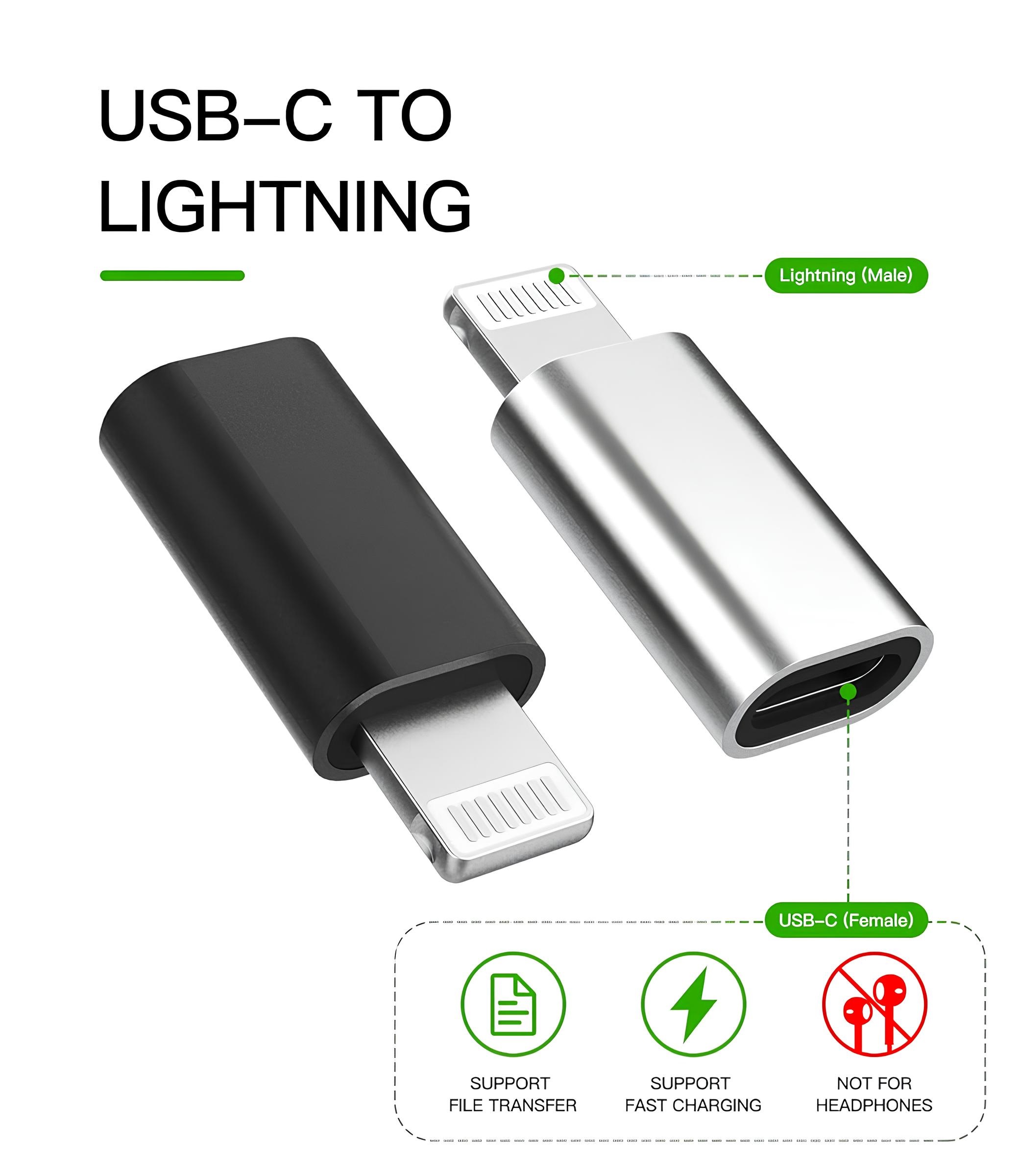 Fast Charging Type-C to Lightning Adaptor Cable & Data Sync USB Cable Compatability all Lightning Connector Devices