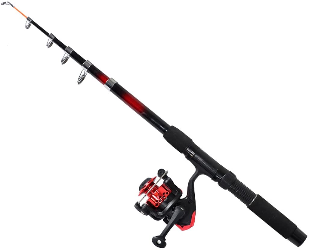 Multi Color Telescoping Fishing Rod 5.5 feet 6 Sections w Casting