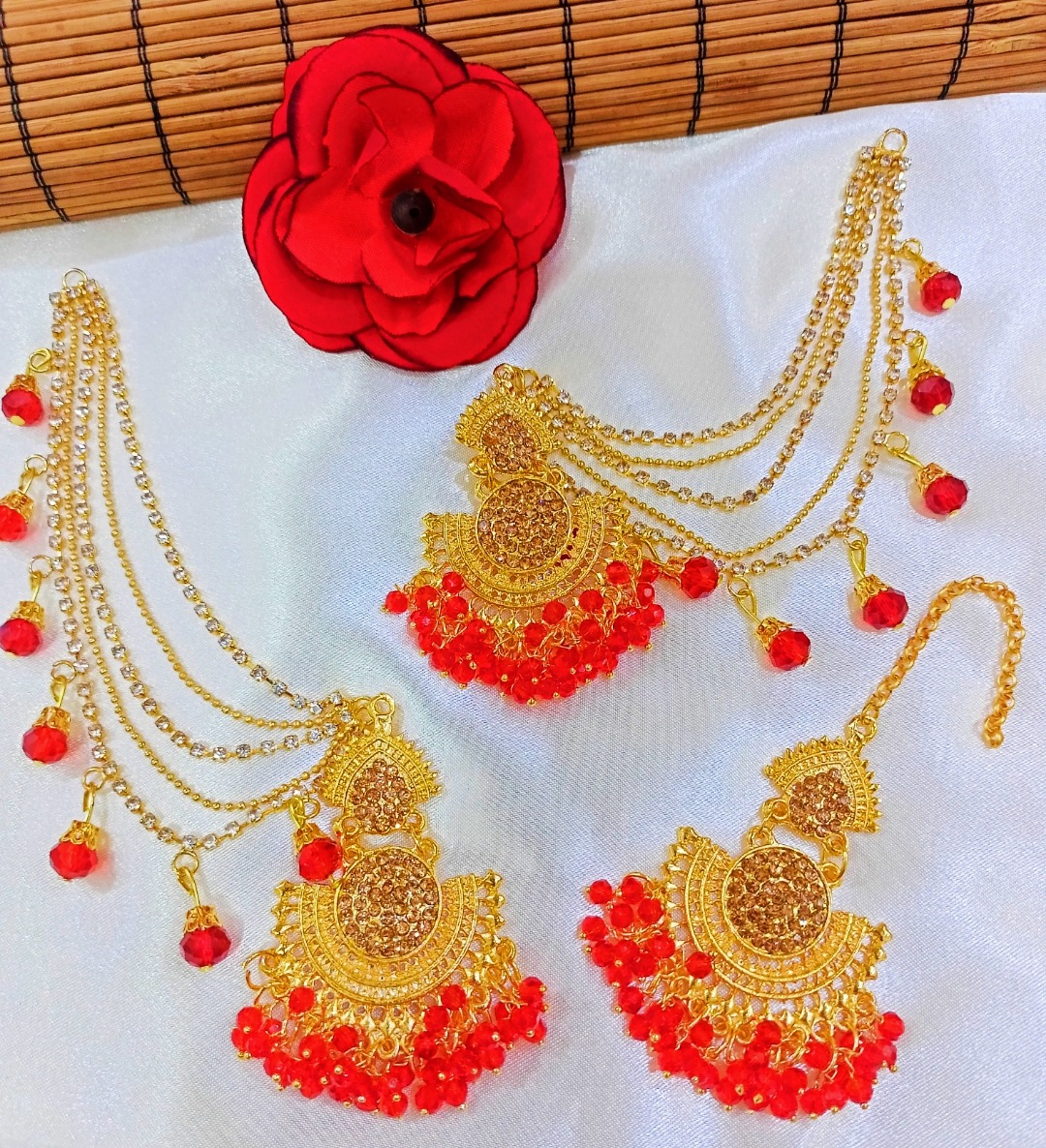 Bahubali earrings Tikka with sahara for beautiful girls and women's