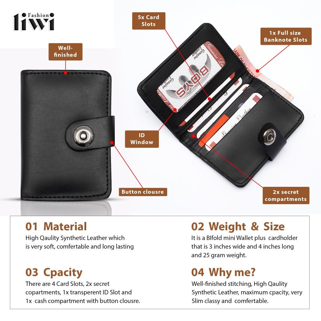 Luxurious Cow Leather Slim Wallets for Men with Unique Magnetic Button Closure Design | Slim and Smart & Classy Wallet for Boys