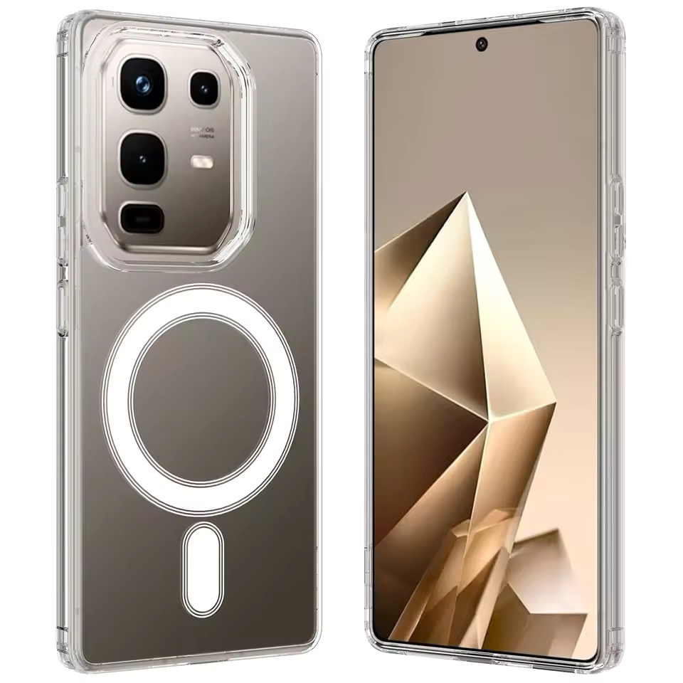 Infinix Note 50 / Note 50 Pro Magnetic Ring Clear TPU Back Cover | Transparent Shockproof Protective Case | Wireless Charging Compatible | Raised Camera Guard | Slim Fit