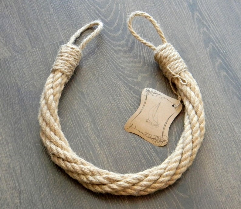 "Handmade Jute Rope Curtain Holder – 18 Inches | Rustic Tieback for Boho & Natural Home Decor"