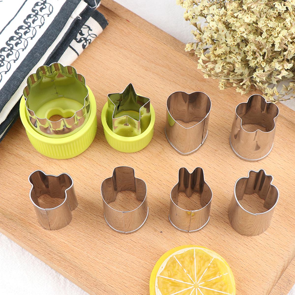 Rice Vegetable Fruit Cutter Mold 8Pcs/set Flowers Cartoon Cutter Mold  Stainless Steel Cake Cookie Biscuit Cutting Shape Tools