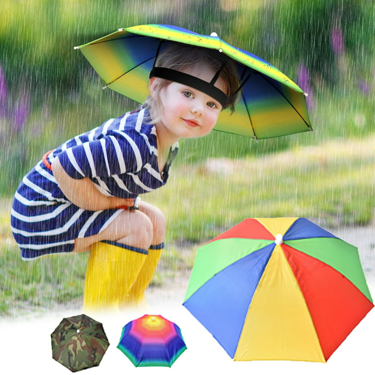 Portable Rain Umbrella Hat Foldable Outdoor Pesca Sun Shade Anti-UV Camping Fishing Headwear Cap Beach Head Hats Accessory Head For Umbrella.