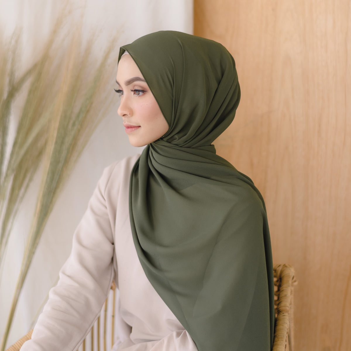 olive green chiffon hijab