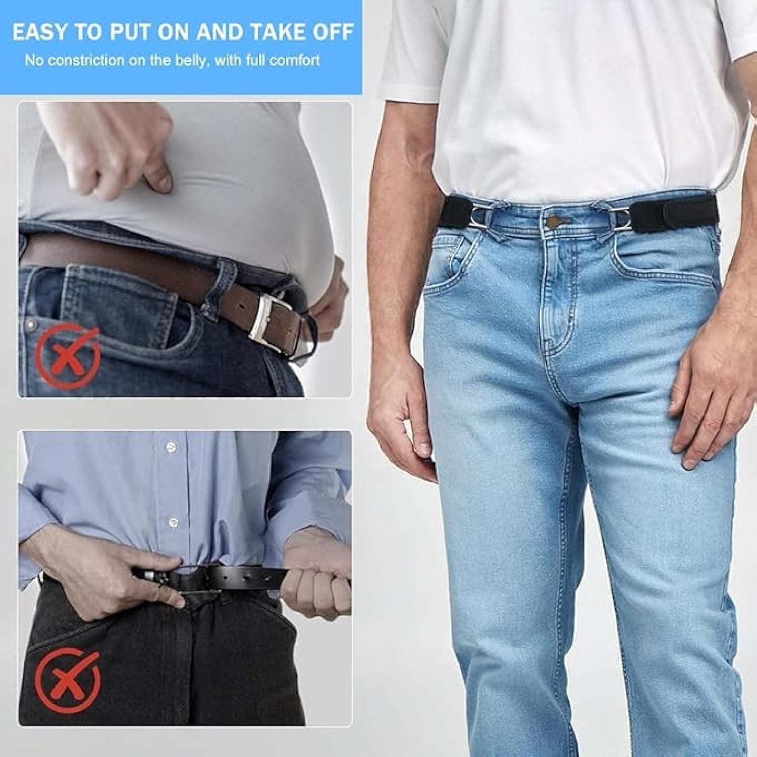 2PCS Adjustable Jean Waist Tightener Buckle | No Belt Waistband Clip | Elastic Pants Waist Adjuster | Metal Hook Waist Reducer for Men & Women