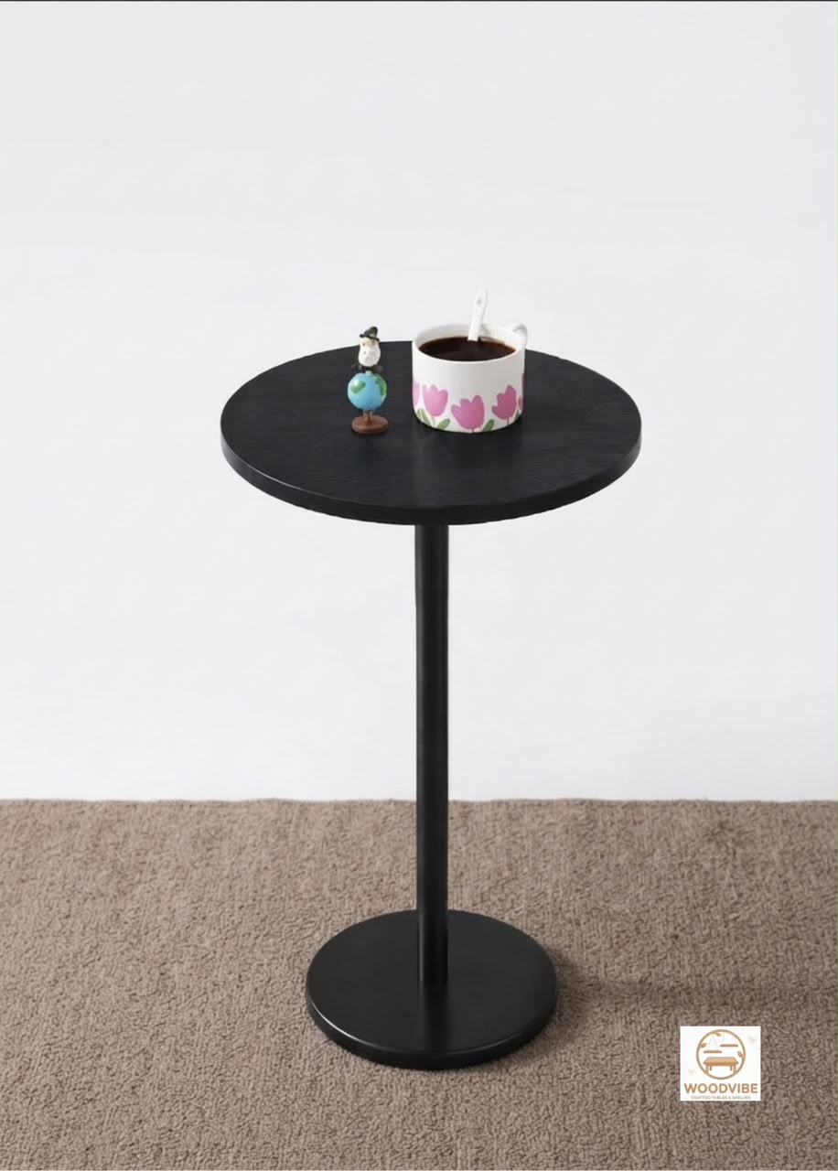 Modern Round Side Table | Premium Wooden Coffee & Decoration Table | Corner, Bedroom & Birthday Table | MDF Top | Brown White Black