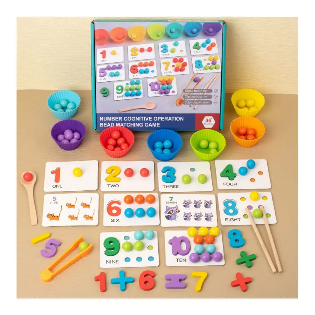 Bead Matching Game - Toy - Learning Toys For Kids - Color Sorting And Number Activity - Montessori Fine Motor Skill - Educational Toys - Early Development Toys -  Early Learning Toys For Kids Pre School Educational Toys