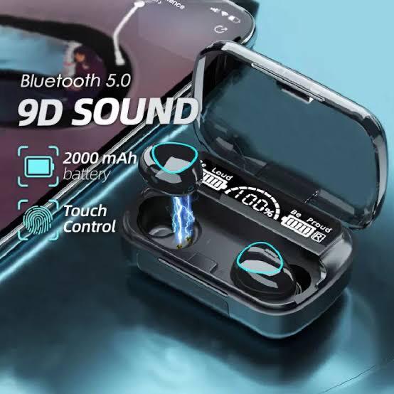 M10 TWS (True Wireless Stereo) Bluetooth Handsfree Earphones Headset With HiFi Stereo Sound & Touch Control System (Connected With All Bluetooth Devices).