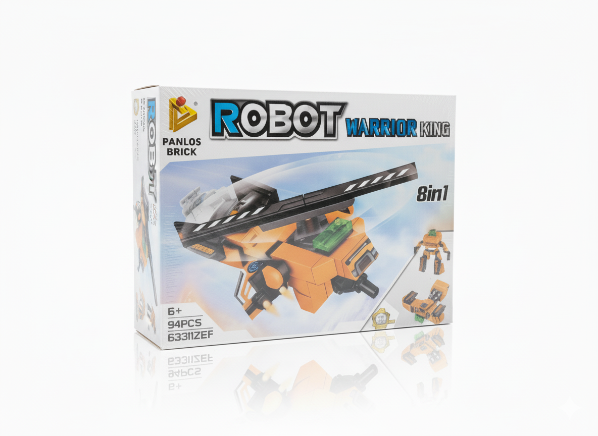 Panlos Brick Robot Warrior King - 90 PCS Transforming Building Blocks - 8-in-1 Military Tank/Mech Vehicle Toy for Kids (Ages 6+)