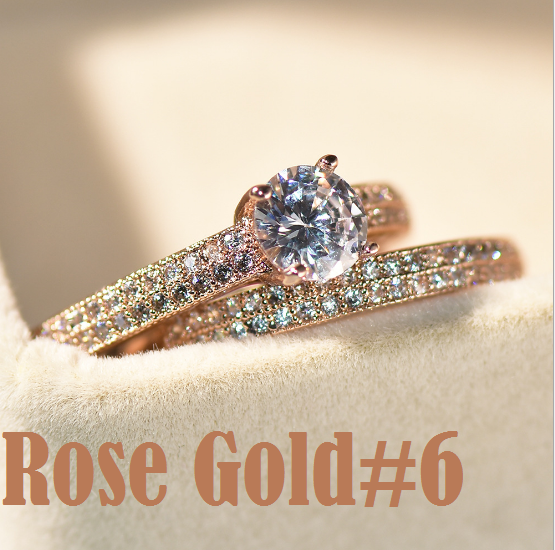 New Fashion Zircon Pair Finger Rings Couple Jewelry Engagement Bridal Wedding Gift Men Women