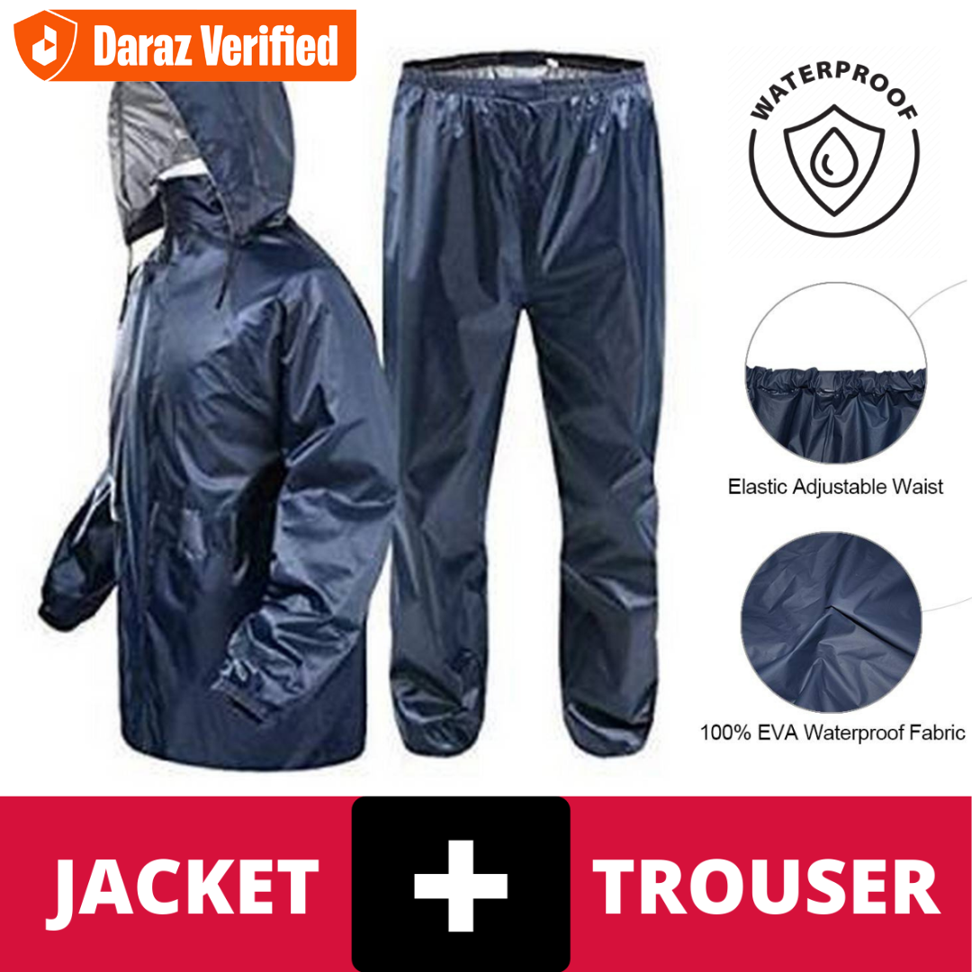 Rain Suit Waterproof Raincoat for Men & Women | Bike Riding Parachute Cloth Suit Hooded Jacket with Trouser 100% Water Dust Fog Resistant Windproof Heavy Duty Rainsuit Elastic Cuffs Free Size for Motorbike Camping Outdoor Travel – Add to Cart
