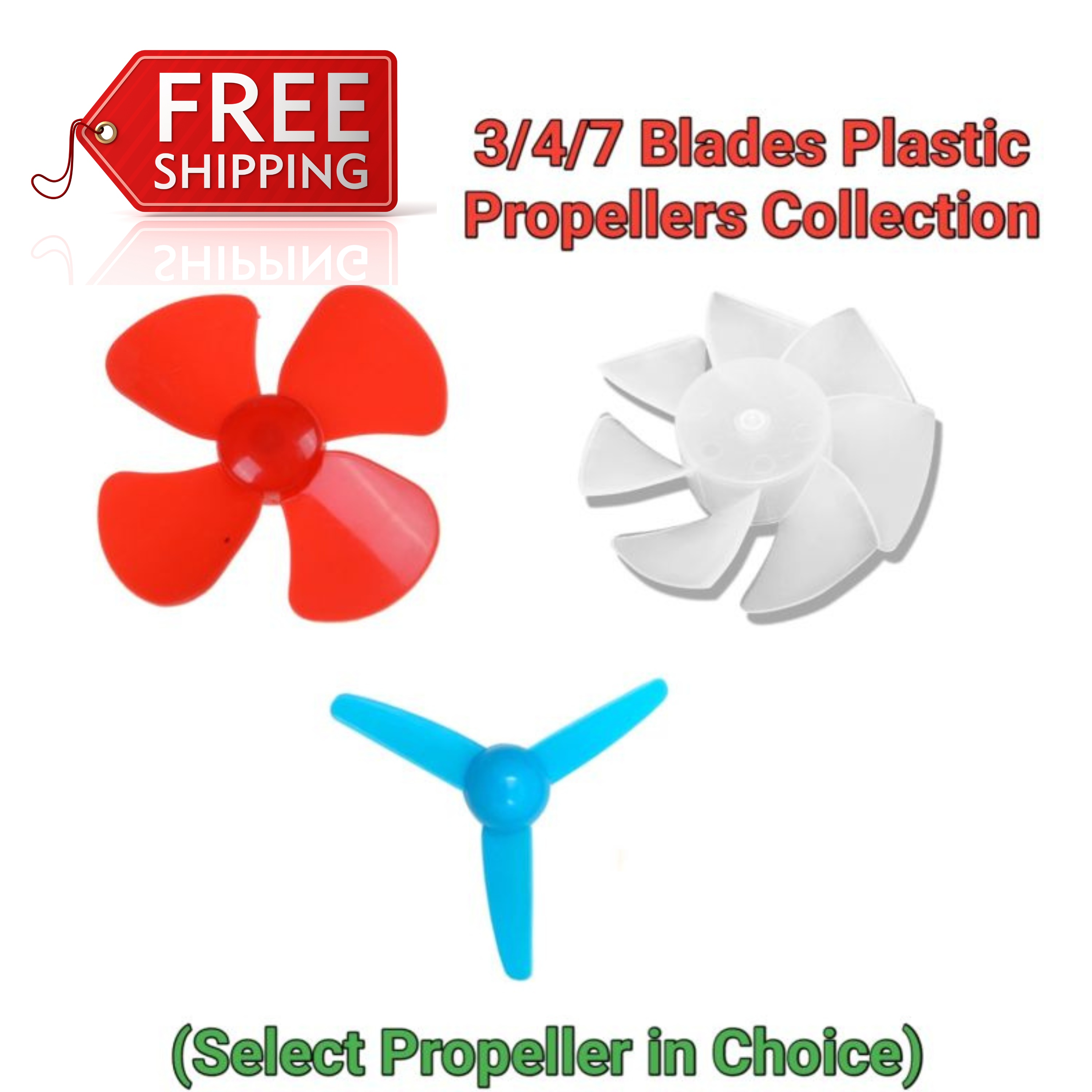 2/3PCS 3/4/7-Blade Plastic Propellers for Mini Fan & DIY Projects
