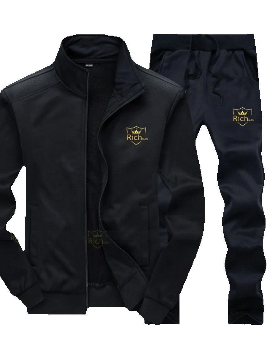 Richman  Men's Tracksuit Set Full Zip Long Sleeve Jogging Running Sweatsuits(Zipper & Pant) - Zipper Tracksuits - Winter Clothes For Men - Jackets For Men - Mens Jackets