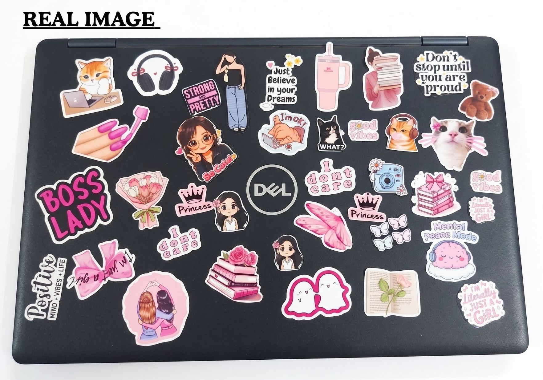 Mega Pack of 40+ Pink Aesthetic Uncut Stickers - Cute Motivational & Girl Power Stickers for Laptop, Mobile, Journal & Scrapbook