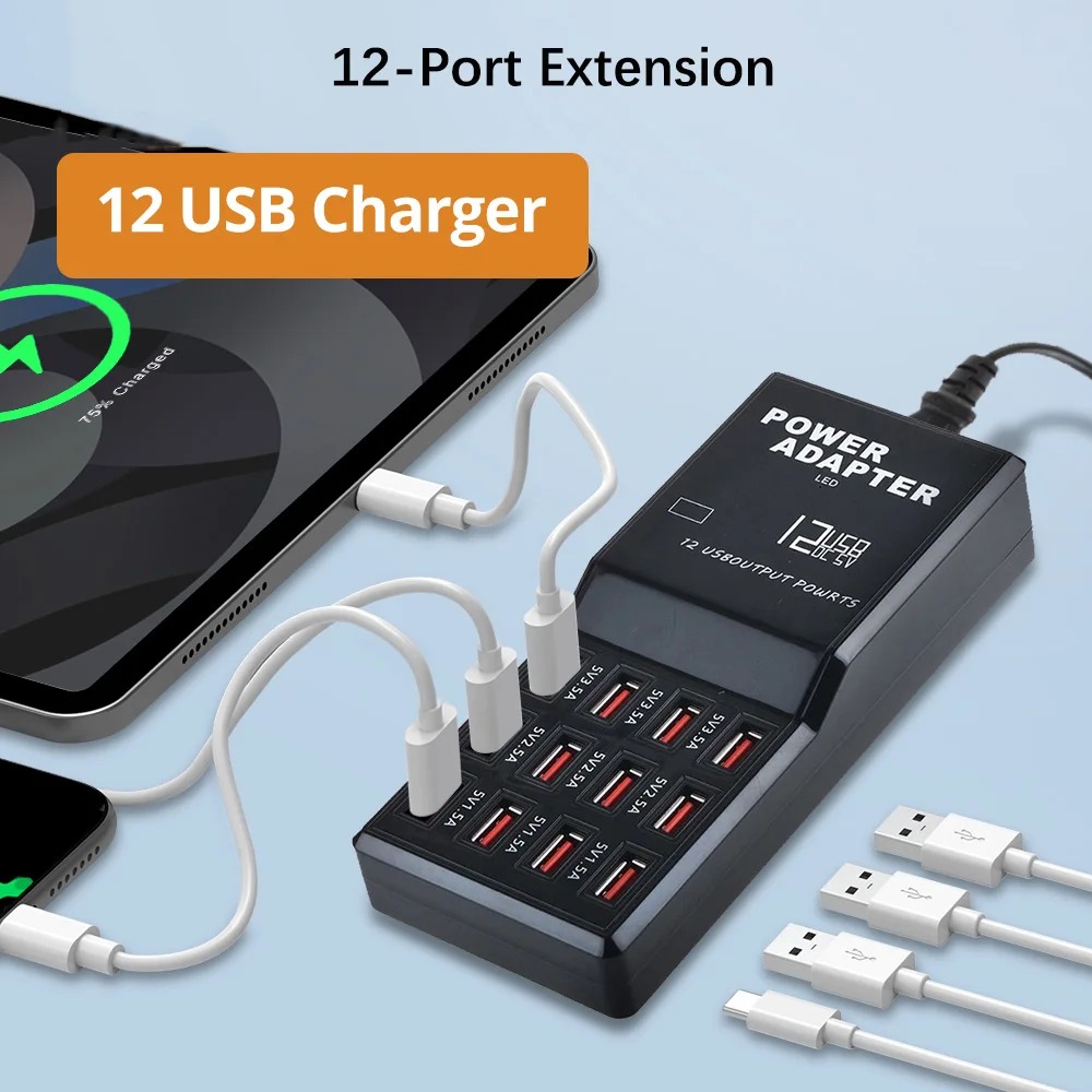 USB FAST CHARGER 12 PORT 12AMP
