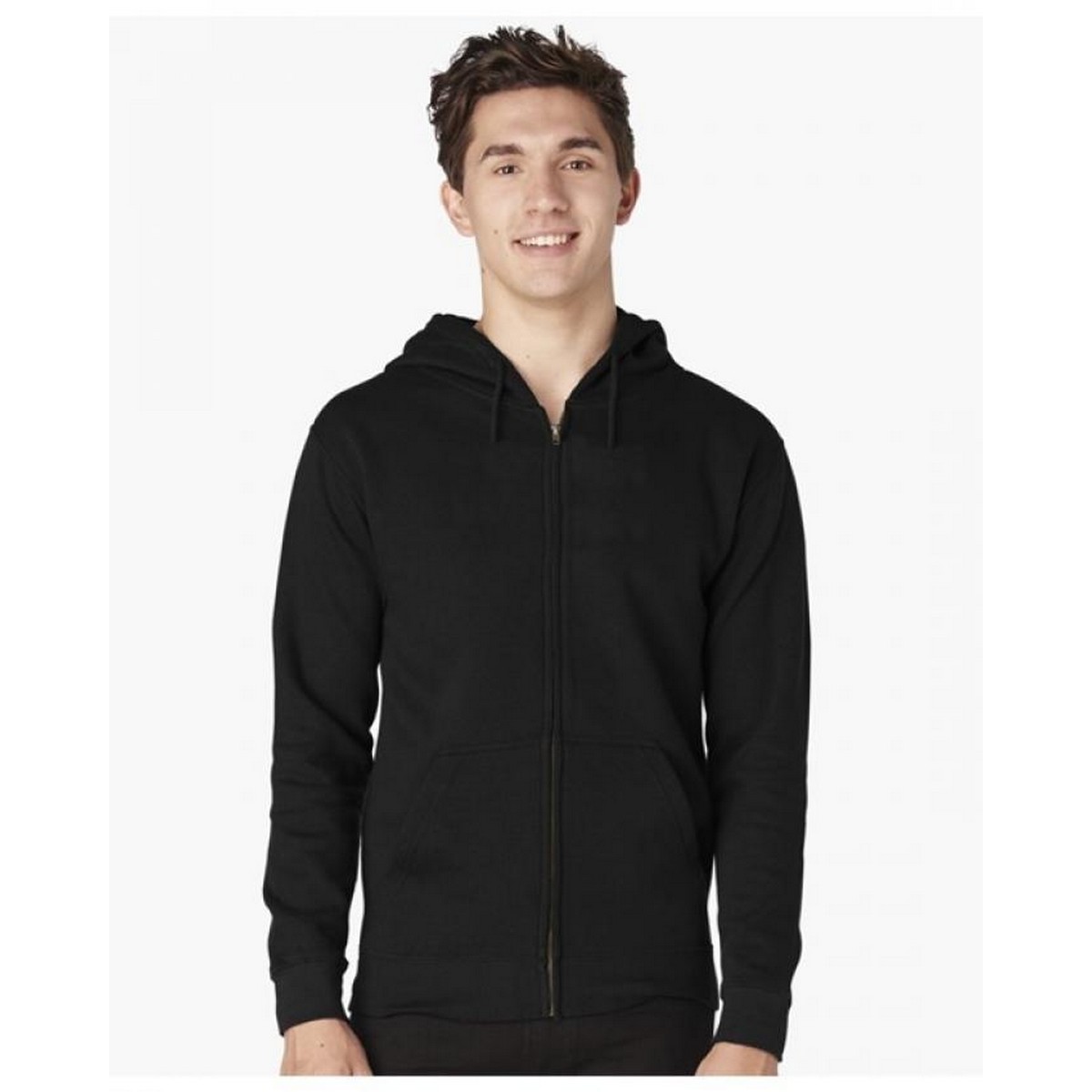 Jack Beos Black Zipper Fleece Hoodie For Men