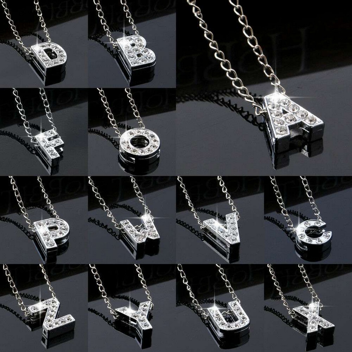 Silver Stainless Steel Alphabet Necklace Locket Pendants for Girls Women with Chain - A to Z Your Customized Name Alphabets
