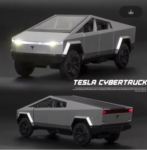 1:32 Tesla Cybertruck Alloy Diecast Model Car – Electric Pickup Toy Vehicle with Pull Back, Lights & Openable Doors view 6