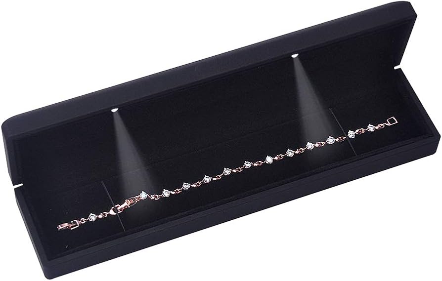 Velvet Empty Bracelet Necklace Pendant Jewelry Box, Small Long Jewelry Watch Gift Box for Proposal, Wedding, Engagement