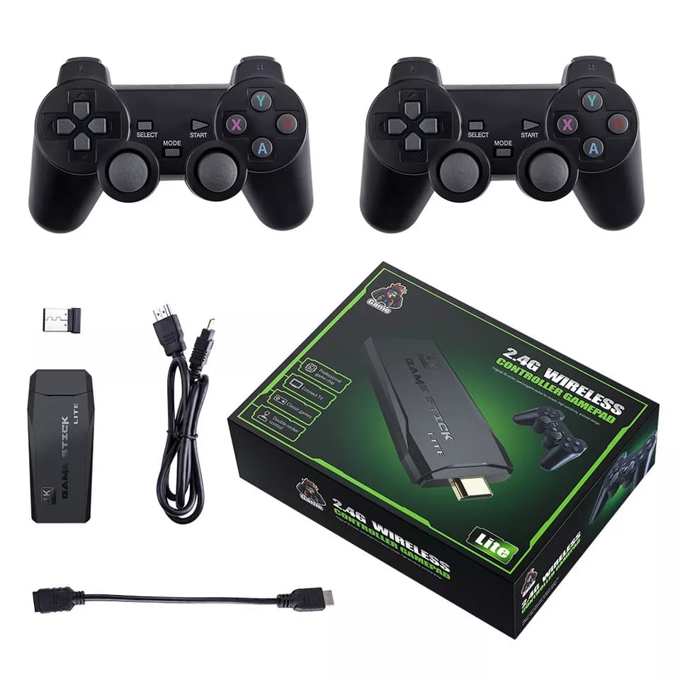Brand New M8 HDMI Game Stick Lite Console  - 64GB - 2.4G Wireless Controllers - 20,000 Video Game Retro Box - Plug And Play