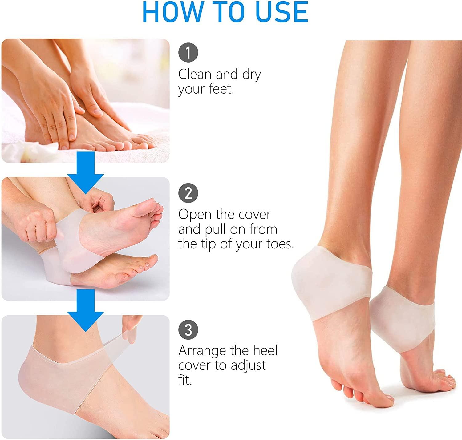 Silicone Half Heel Protector Socks Pair - Anti-Crack Set for Pain Relief