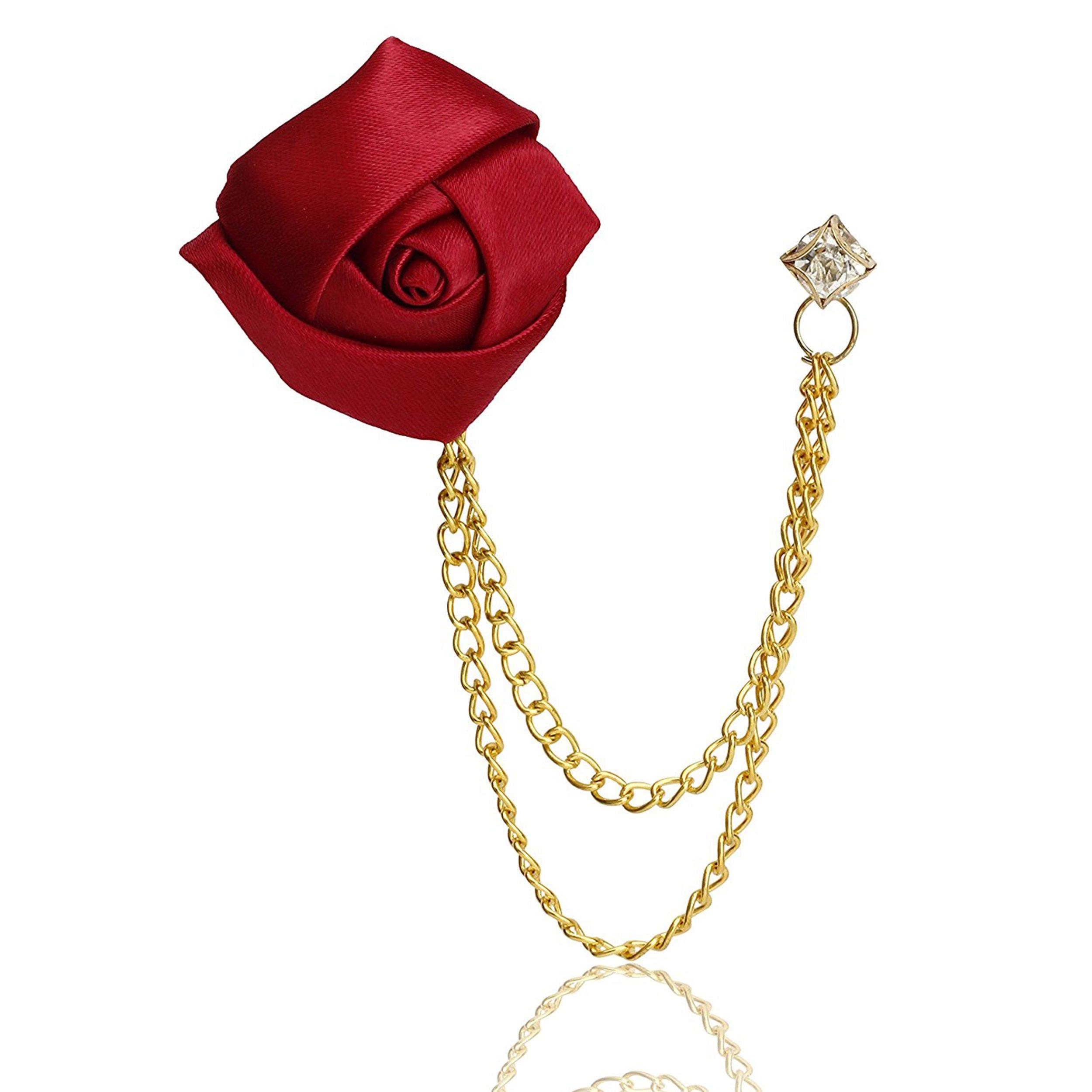 Flower Brooch Chain Brooch For Men For Shirt Jacket Coat Wedding Party Gift