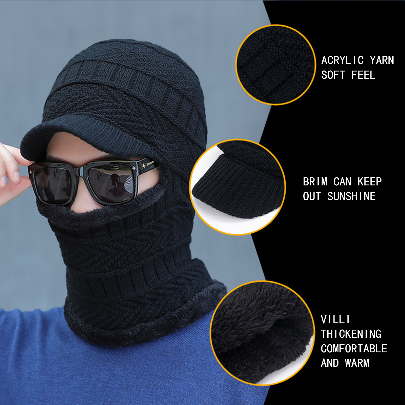 BALACLAVA PRO Men Women Winter Stretchy Knitted Hat Neck Gaiter Full