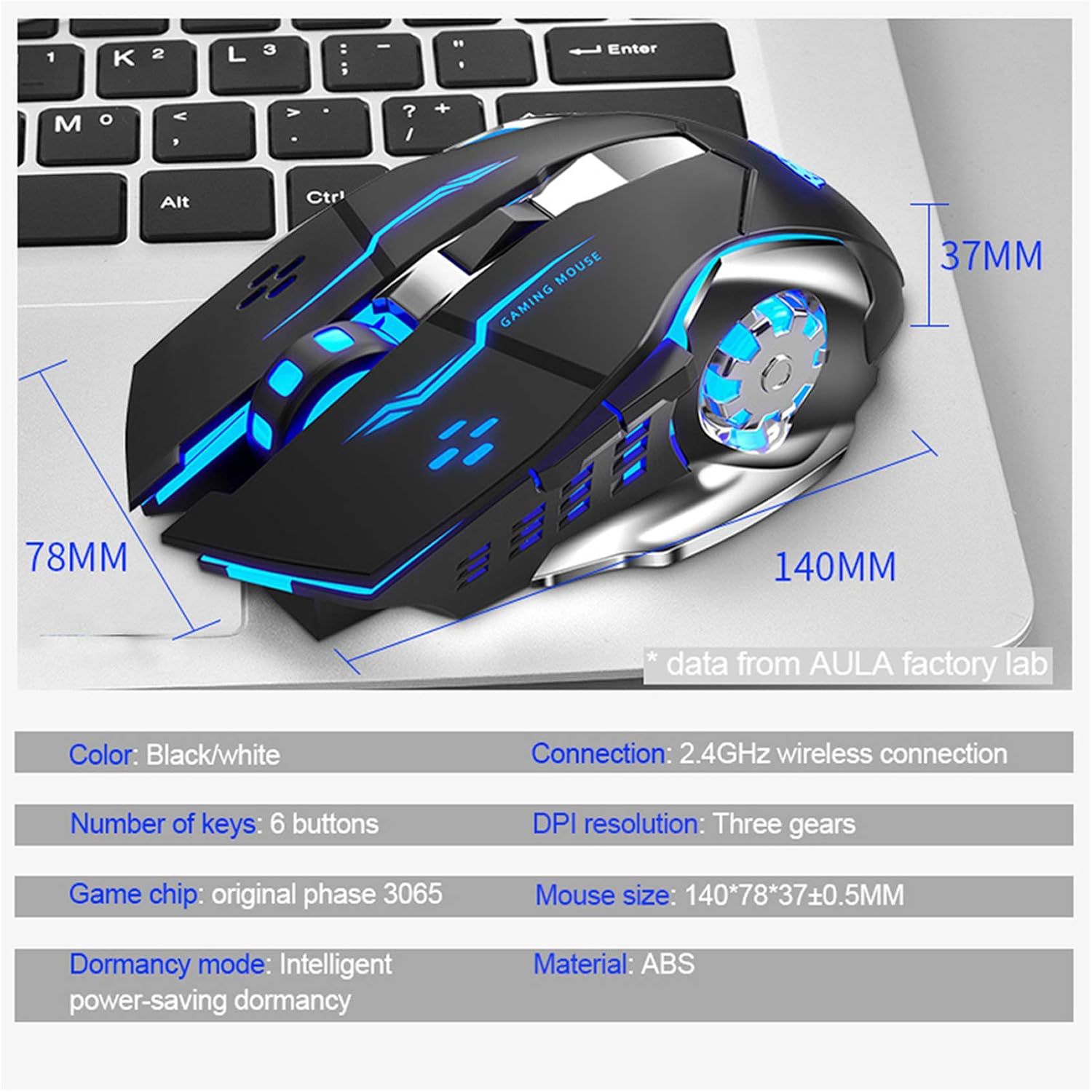 Wireless Mouse with Nano Receiver for PC, Laptop, Computer, Desktop 2400 DPI SILENT CLICK RGB rechargeable wireless mouse