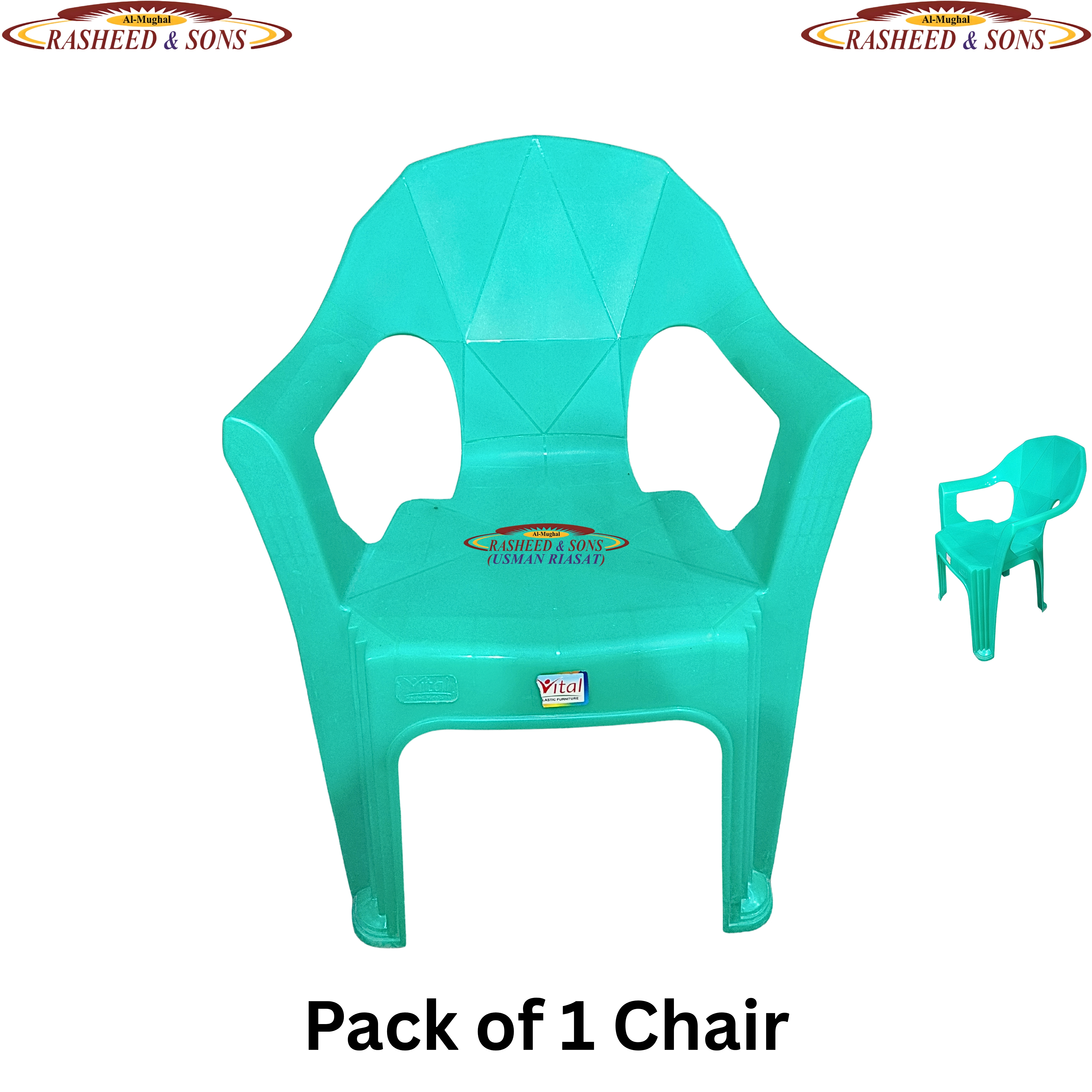 100% Pure Plastic Diamond Chair Set – Garden Patio Balcony Arm Chair – Rasheed & Sons Modern Plastic Chairs – Pack of 1, 2, 4, 6 with Fixed Table or Folding Tabl