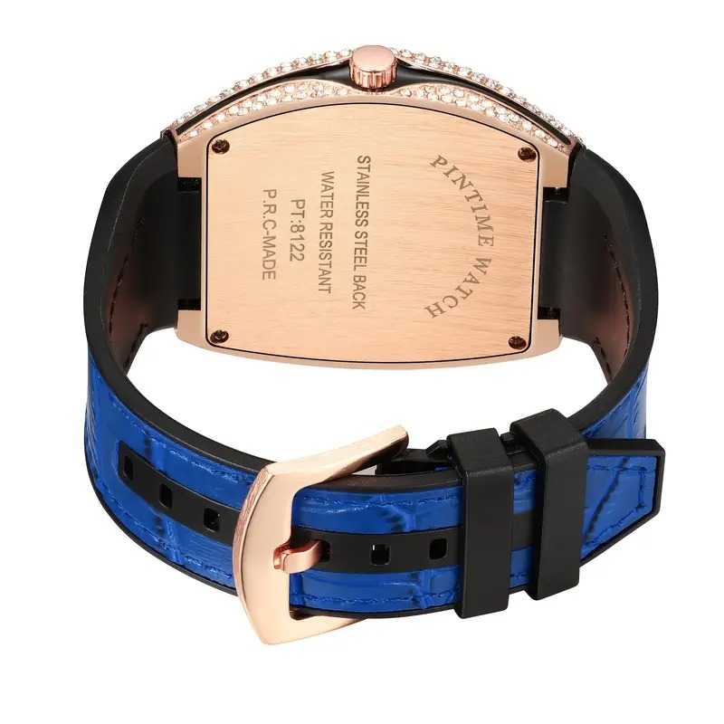 Remu Tech high-end temperament Men's watch, wine barrel shaped artistic design, simple and fashionable business quartz movement watch, suitable for wearing in various occasions, birthday/Valentine's Day gift