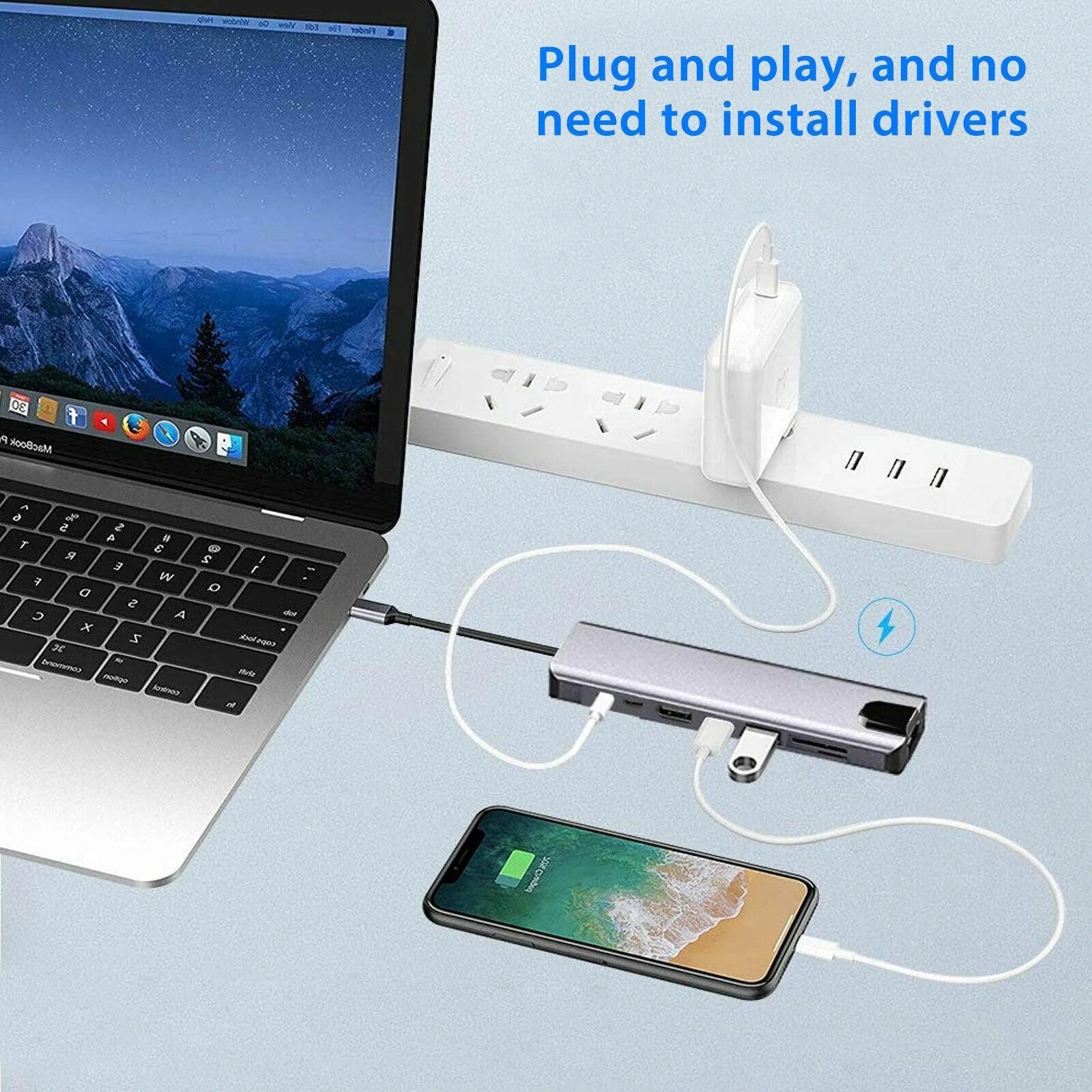 8 in 1 Multi-Port Type C to USB C 4K HDMI Adapter USB 3.0