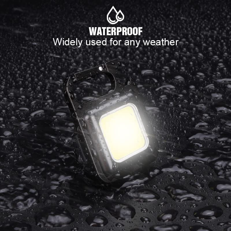 COB Small Flashlight, Keychain Work Light, USB Rechargeable, Mini LED Handheld t, 3 Light Modes Portable Pocket Light for Gift, Camping Emergency Fishing, Aluminum.Random color