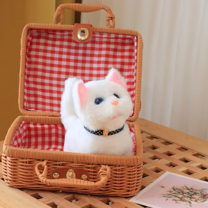 Cute Electronic Plush Cat Toy Can Walking Meowing Wagging Tail Stuffed Cat Doll Child Interactive Toys For Birthday Gift