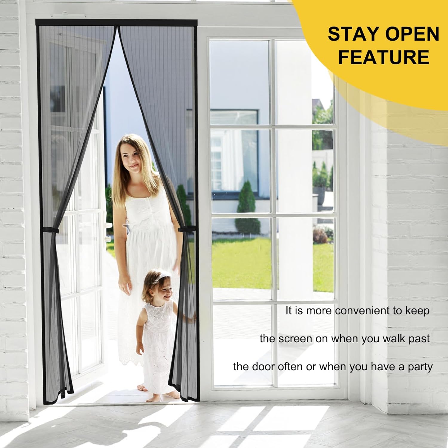 Dazzio.pk - Anti Mosquito Net - Magnetic Mesh Curtain - Screen Door Curtain Net - Hands Free Anti Mosquito Curtain - Automatic Closing Door Mesh - Anti Insect Bug Fly Partition Striped Door Curtain