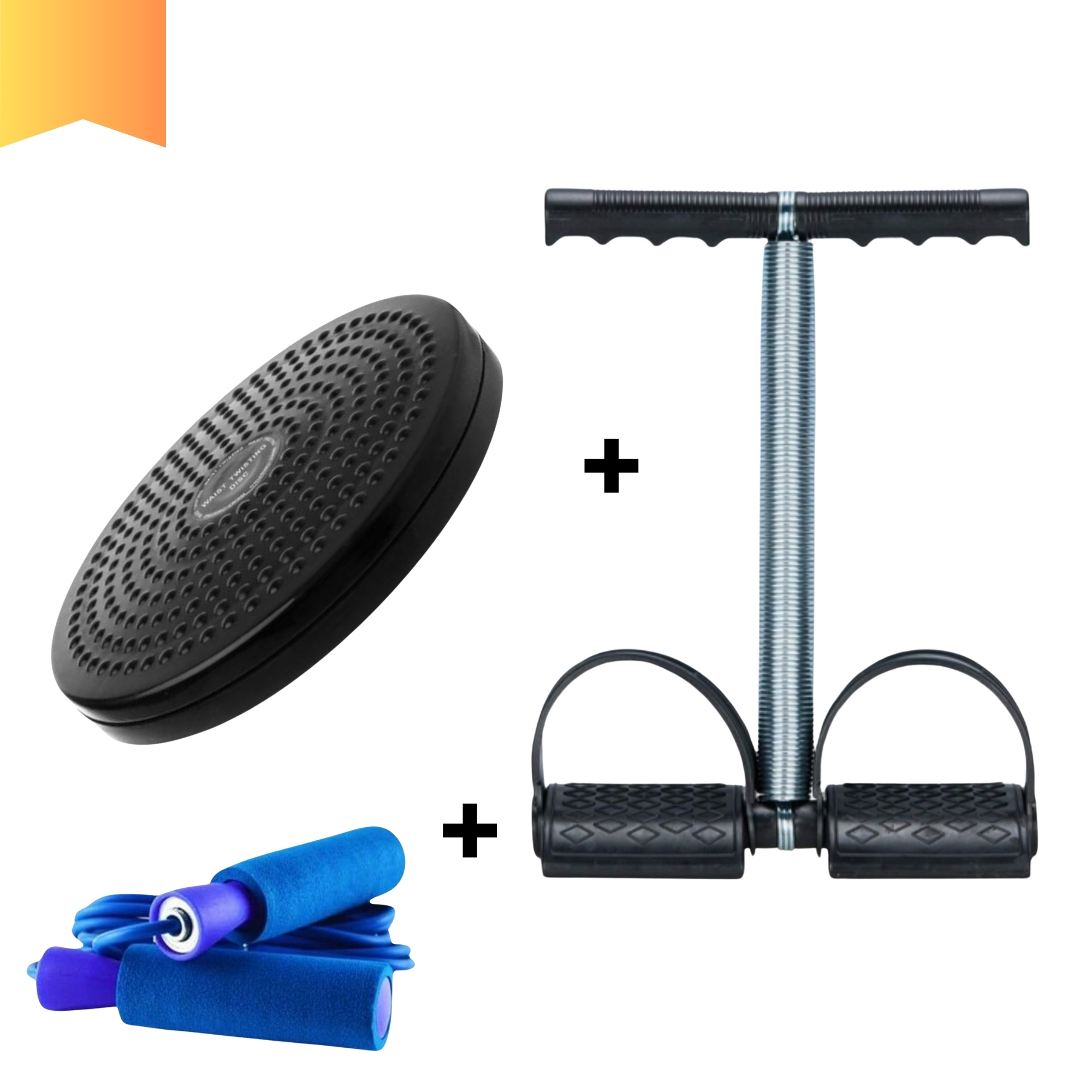 COMBO DEAL OF SINGLE SPRING TUMMY TRIMMER +TWISTER PLATE + JUMP ROPE FOR EXERCISE