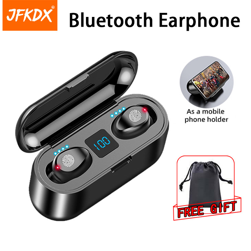 Free Gift)JFKDX F9 TWS V5.0 Wireless 