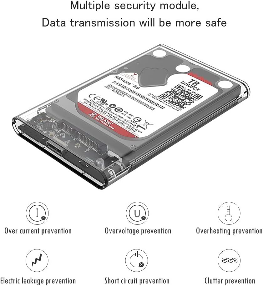 USB & Type C 3.0 Portable HDD SSD 2.5" Hardrive External Case - 2.5" Hard Drive Case 5Gbps High Speed Fast Data Transfer