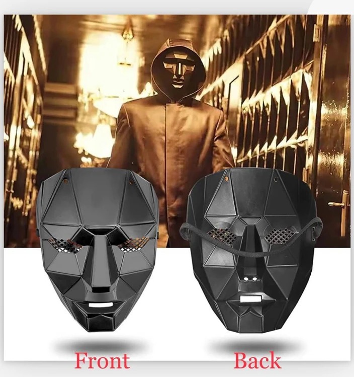 The Squid Game Cosplay MaskSquid TV Show Halloween Costume Mask Square Triangle Circle Front Man (Front Man)Halloween Game Mask, Carnival Mask, Game Mask, Black Mask, Halloween Cosplay, Gadget, Man Mask, Circle, Triangle and Square, One Size