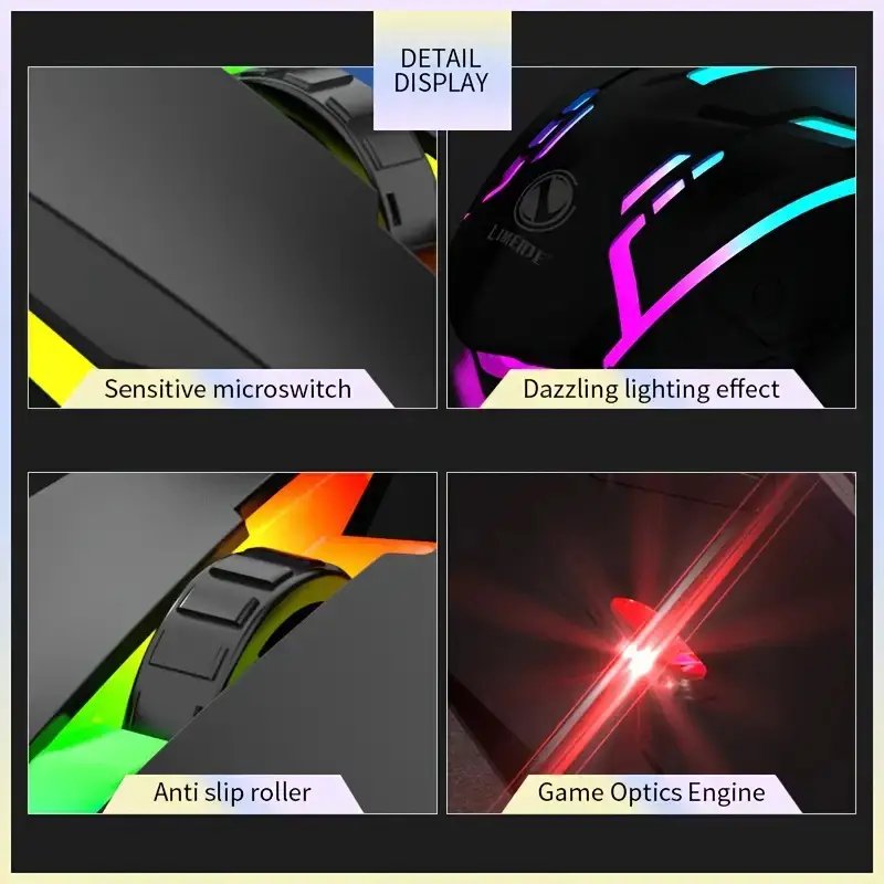 Computer Mouse With Colour Code RGB Gaming Keyboard & Mouse Combo - 7 Colour Wired RGB Mouse and ...