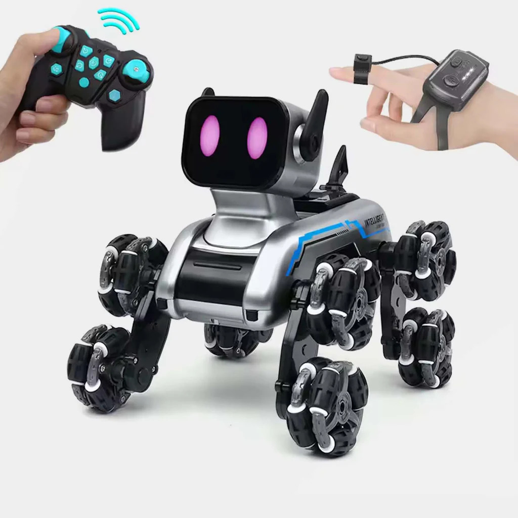 8 Wheel Drive RC Stunt Robot Dog – The Ultimate Action Toy For Kids with Cool Light, 2.4Ghz All Terrain RC Stunt-Car, Remote Control & Gesture Control Included,Coolest Gifts for Boys Girls Age 4+